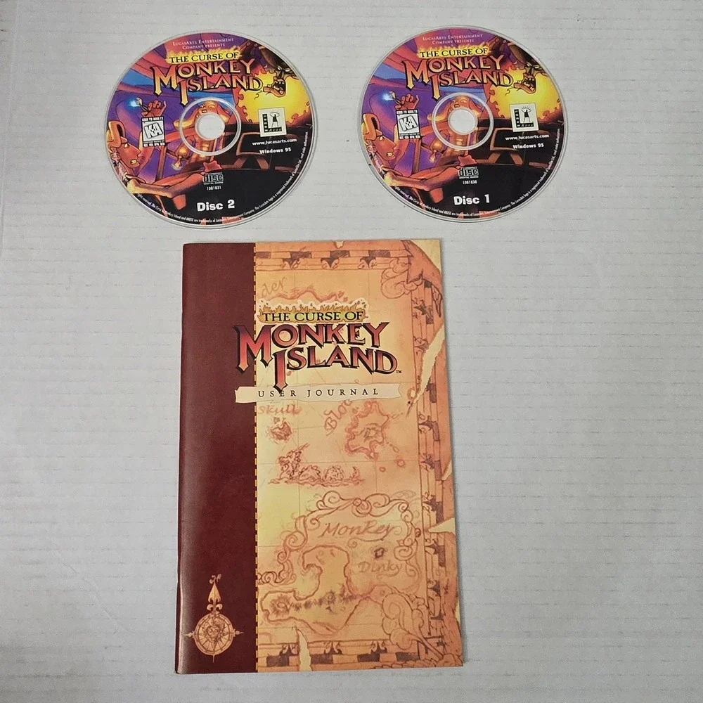Vintage 1997 The Curse of Monkey Island PC CD ROM 2 Disc Set LucasArts Manual